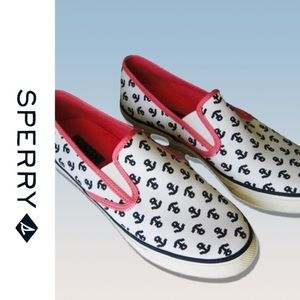 Adorable Nautical Sperry Top Siders - navy/coral